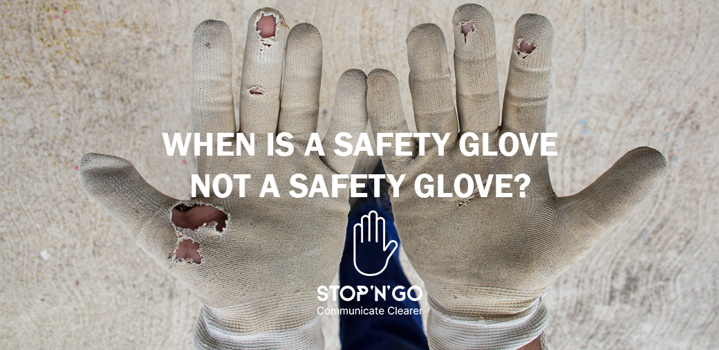 Tattered worn out safety gloves